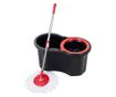 Комплект за почистване с въртящ се моп и кофа на 360°, 16 л, черен и червен
