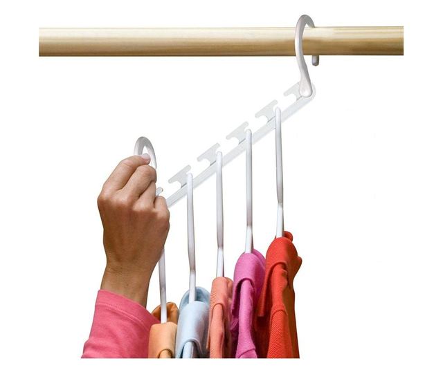 Set 8x Umerase Magic organizatoare haine, economisire 50% spatiu, Wonder hanger, alb Oem