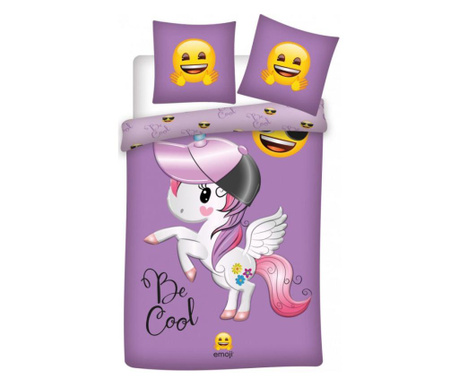 Lenjerie de pat pentru copii Emoji Unicorns 140×200 cm, 70×90 cm