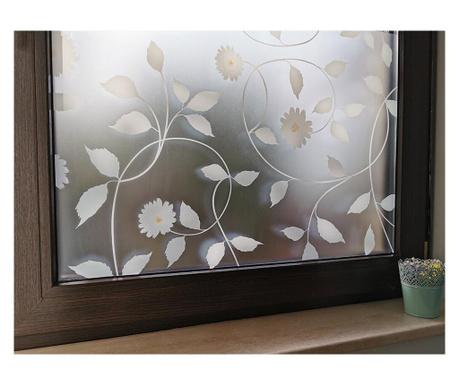 Folie geam autoadeziva Carla, Folina, imprimeu floral alb, 100 cm