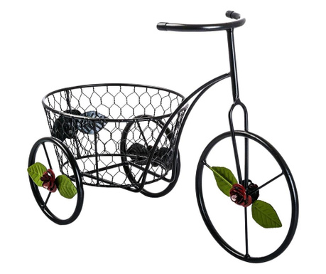 Декоративно градинско колело, Цветарник, С декоративни цветя, Метален, Черен