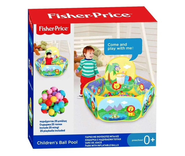 Кошара с топки за игра, Fisher Price, 25 топки, Многоцветна