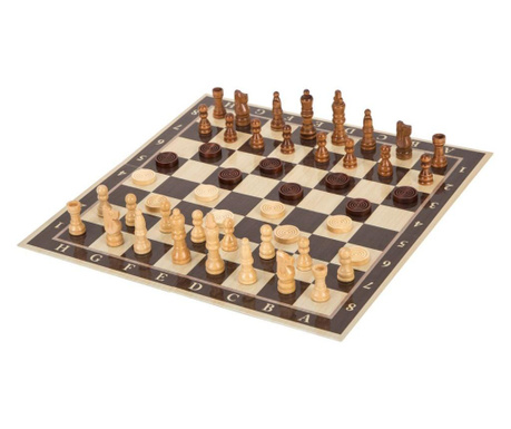 Комплект 3 в 1 шах, табла и дама, Кафяв/Бежов, 6 години +