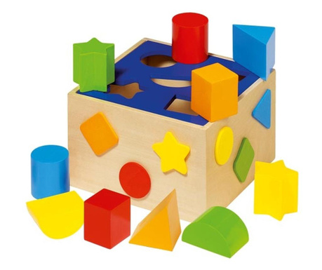 Cutie de sortare cu forme multicolore geometrice - Set din lemn