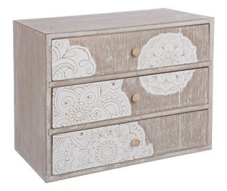 Kutija za nakit s 3 ladice prirodno bijelo drvo Shiva 28,5 cm x 17 cm x 20,5 h
