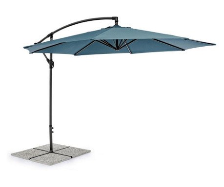 Umbrela de gradina cu picior din fier gri antracit si copertina textil albastru Texas Ø 300 cm x 260 h