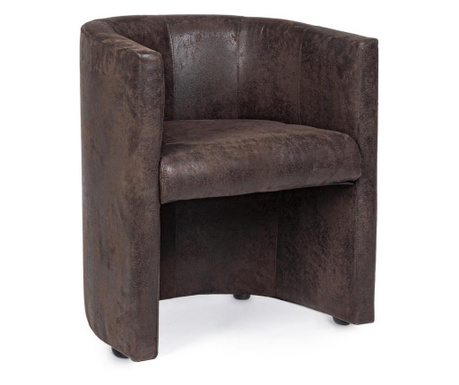Fotelja s presvlakom od smeđe ekološke kože i drvenim okvirom Krf 62 cm x 58 cm x 74 h