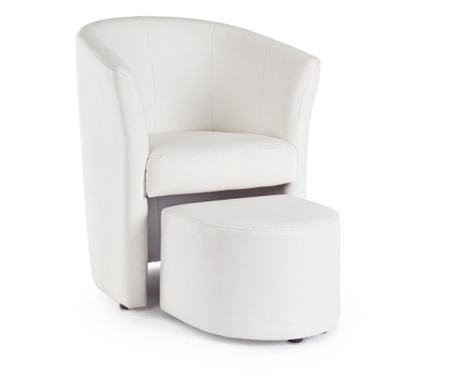 Garnitura fotelja i tabure s presvlakom od bijele ekološke kože Rita 64,5 cm x 59,5 cm x 78 hx 43 h1 x 68 h2