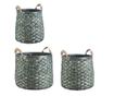 Set od 3 okrugle Lisette zelene drvene košare za pohranu Ø 48 cm x 41 h