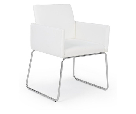 Fotelja s nogama od nehrđajućeg čelika i presvlakom od bijele ekološke kože Sixty 60 cm x 54 cm x 80,5 h