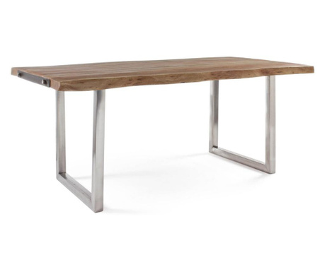 Asztal rozsdamentes lábakkal és barna falappal Osbert 180 cm x 90 cm x 77 h