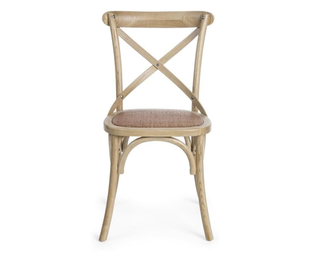 Leseni stol naravne barve z rjavim ratanskim sediščem Cross 50,5 cm x 52 cm x 87 v x 46 v - 2