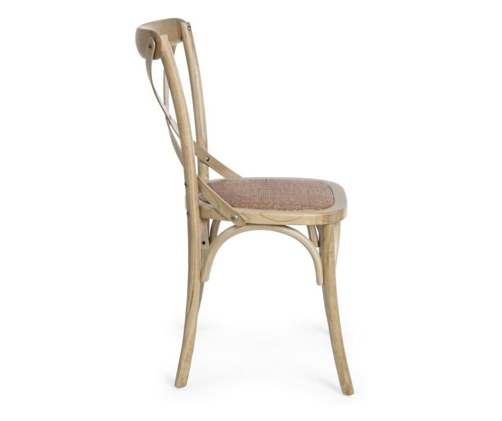 Leseni stol naravne barve z rjavim ratanskim sediščem Cross 50,5 cm x 52 cm x 87 v x 46 v - 3