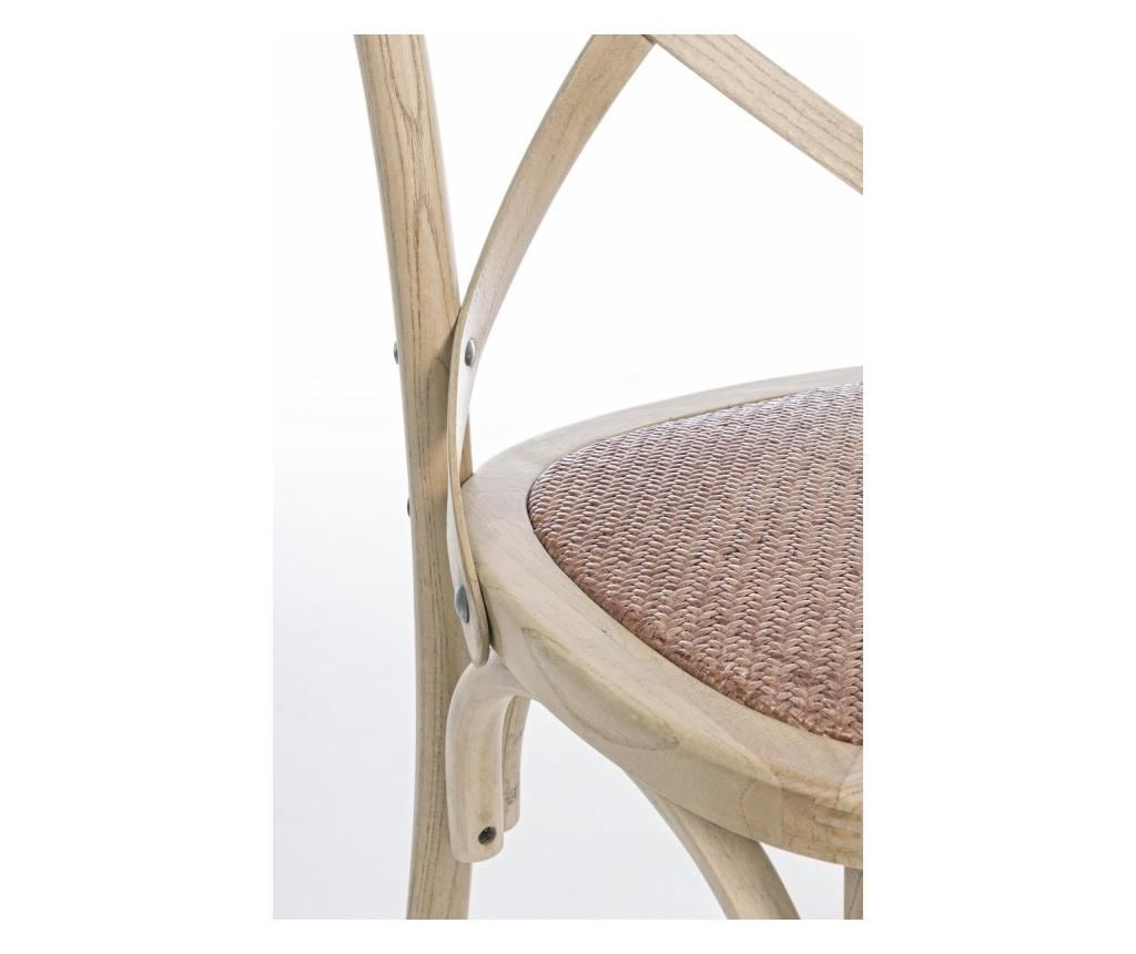 Leseni stol naravne barve z rjavim ratanskim sediščem Cross 50,5 cm x 52 cm x 87 v x 46 v - 4