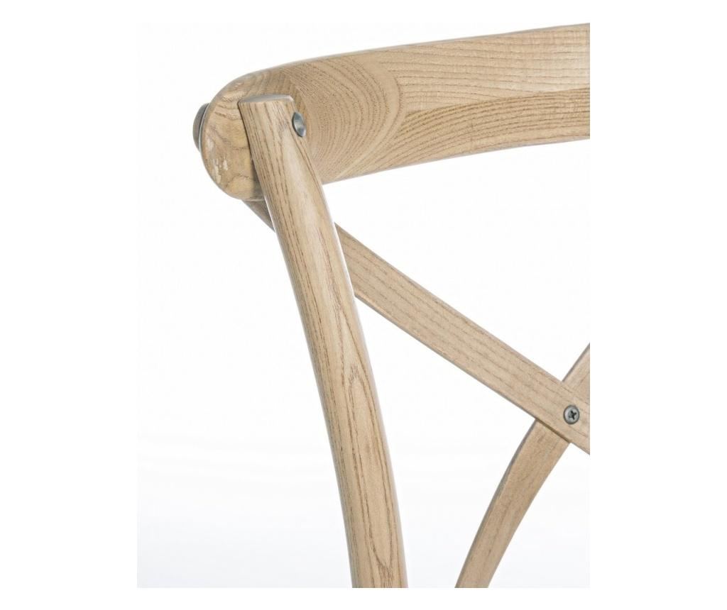 Leseni stol naravne barve z rjavim ratanskim sediščem Cross 50,5 cm x 52 cm x 87 v x 46 v - 5