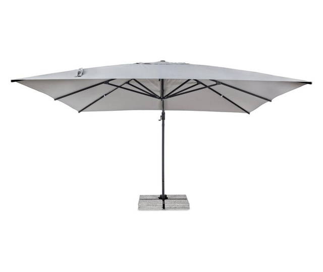 Umbrela de gradina cu picior din fier gri antracit si copertina textil gri Ines 400 cm x 400 cm x 265 h
