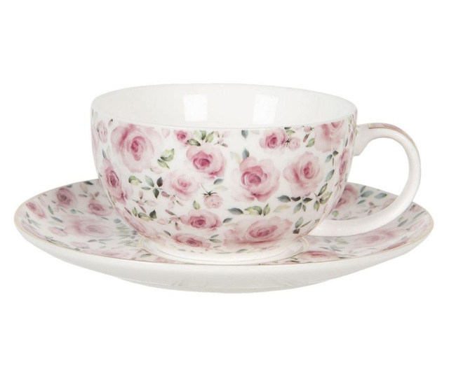 Marea Mediterana broșură jura  Set ceainic cu ceasca din portelan decor trandafiri roz 16 cm x 11 cm x 14  h / 0.4 L 0 - Vivre