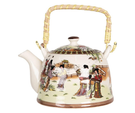 Večbarvni porcelanasti čajnik Kitajska pokrajina 18 cm x 14 cm x 12 h, 0,8 L