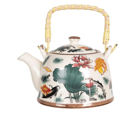 Ceainic din portelan multicolor decor Floral 17 cm x 12 cm x 10 h...