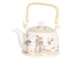 Τσαγιέρα λευκή πορσελάνη με floral διακόσμηση 18 cm x 14 cm x 12 h, 0,8 L