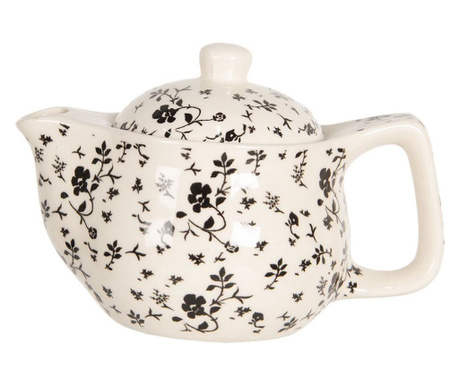 Ceainic din portelan alb negru Ø 16 cm x 11 h / 0.4 L