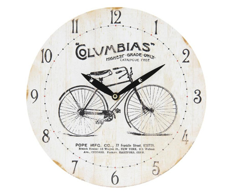 Винтидж бял стенен часовник с модел велосипед Ø 29 cm x 4 cm