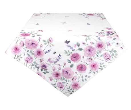 Roses bijeli pamučni stolnjak 150 cm x 250 cm