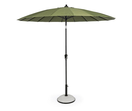 Umbrela de gradina cu picior din fier negru si copertina textil verde Atlanta Ø 270 cm x 240 h