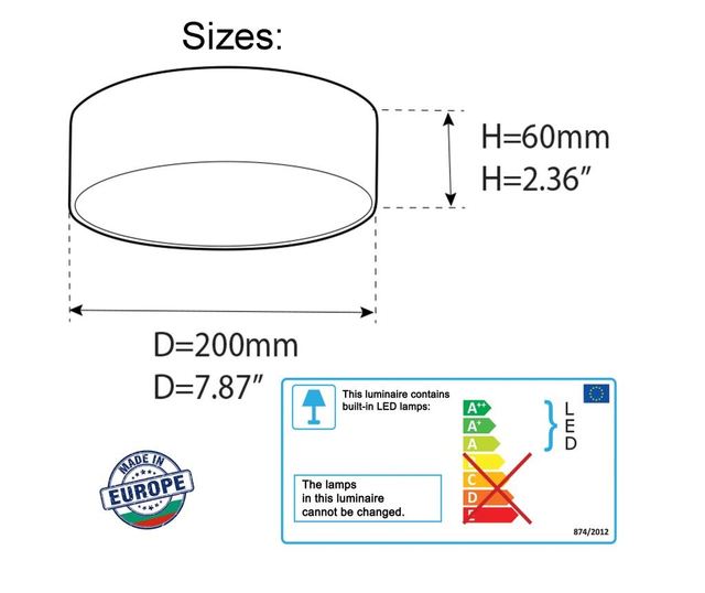 Plafonieră LED modernă cu abajur textil 20cm 20x6cm 12W