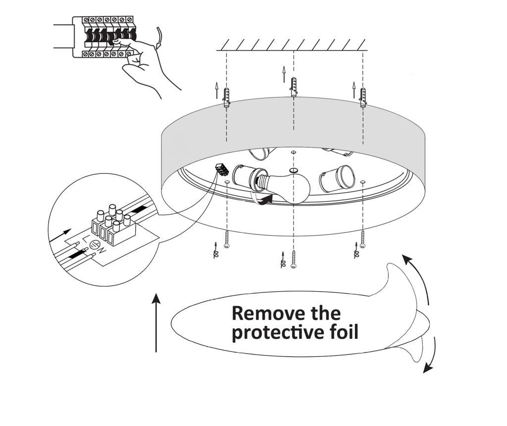 Plafon cu abajur textil 59cm 59x13 cm - 5