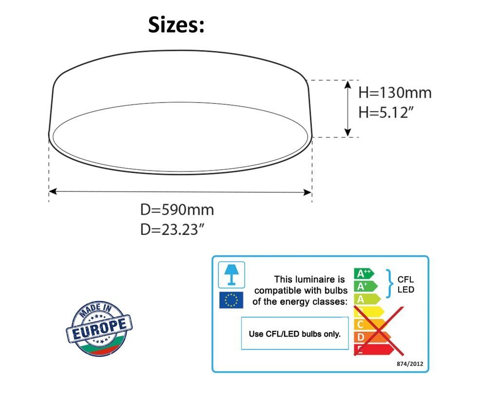 Plafon cu abajur textil 59cm 59x13 cm - 10