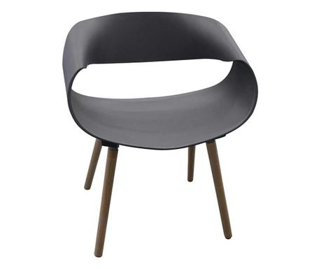 Scaun design rufus gri,polipropilena,picioare lemn