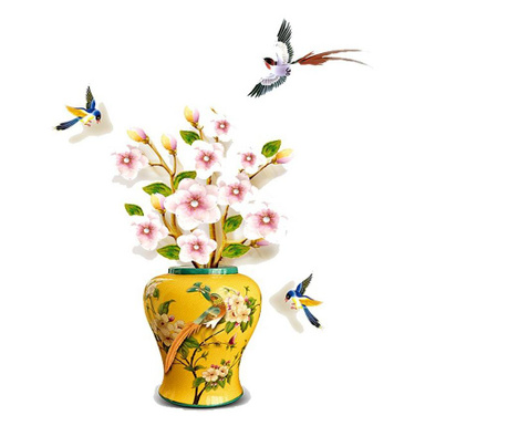 Sticker decorativ, Vaza cu flori, 74 cm, 813STK
