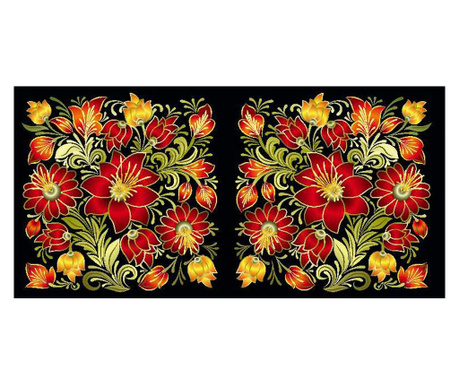 Panou bucatarie, protectie plita, aragaz, antistropire, print UV model Tapet Floral Negru cu Flori 1250x500 mm