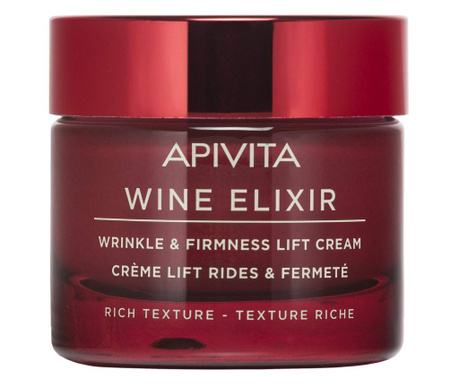 Creme de fata, Wine Elixir Santorini Vine crema anti-rid Rich Texture, Apivita, 50 ml