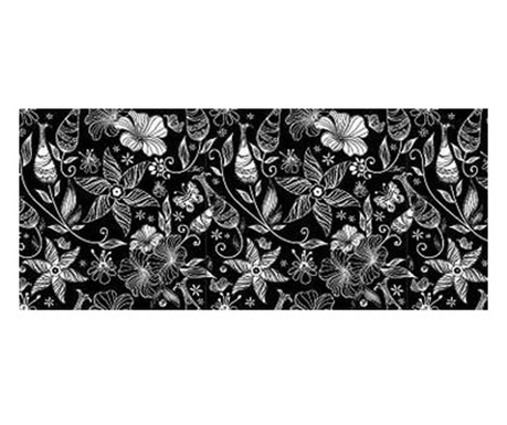 Panou bucatarie, protectie plita, aragaz, antistropire, print UV model Tapet Floral Alb Negru 1250x500 mm