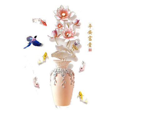 Sticker decorativ, Vaza cu flori, 120 cm, 762STK