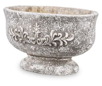 Ghiveci piatra, pe picior, gri antichizat, 15,5 x 25 cm