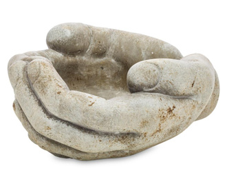 Ghiveci de piatra in forma de maini, gri, 11 x 17 x 19 cm