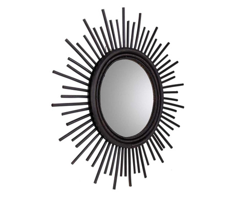 Oglinda de perete Creaciones Meng, ratan, 67x5x67 cm, negru
