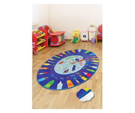Covor antiderapant, oval,140x190, kids, alfabet 1, multicolor, poliester