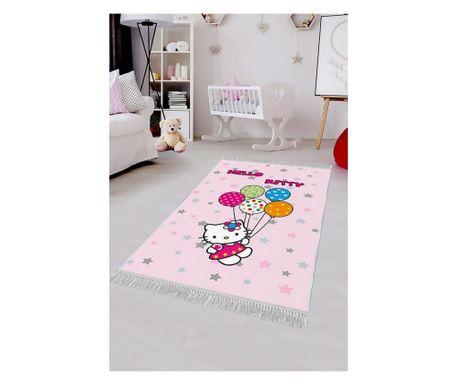 Covor antiderapant, dreptunghiular,120x180, kids, hello kitty balloons, multicolor, poliester