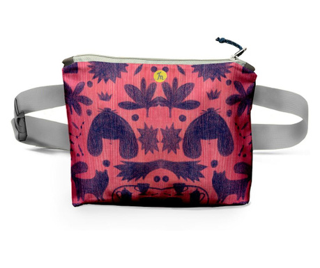 Borseta Handmade Fanny Pack, Mulewear, Botanic Fluturi Catei si Plante, Multicolor, 22x19 cm