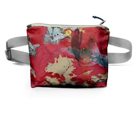 Borseta Handmade Fanny Pack, Mulewear, Abstract Rosu Intens, Multicolor, 22x19 cm