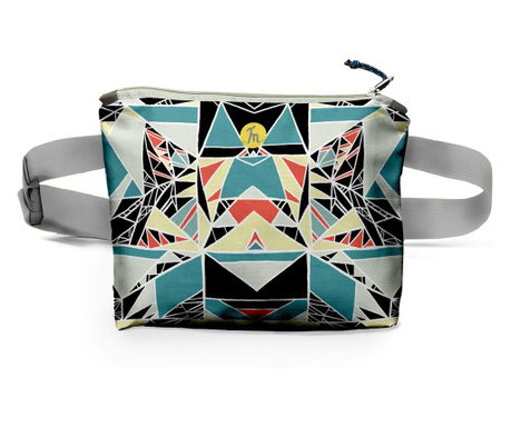 Borseta Handmade Fanny Pack, Mulewear, Geometric Abstract Privind prin Stroboscop, Multicolor, 22x19 cm