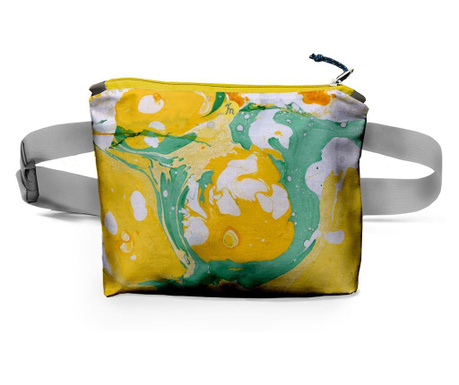 Borseta Handmade Fanny Pack, Mulewear, Abstract Limonada cu Lamai si Lime, Multicolor, 22x19 cm