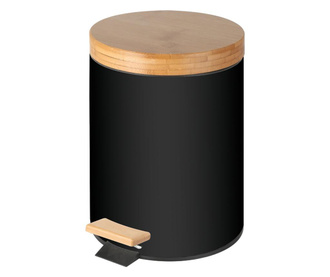RAKI ICIKALA Cos de gunoi baie cu pedala si capac bambus 5l 20,5x27,5cm negru