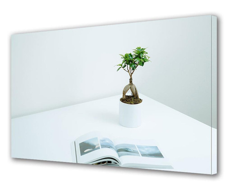 Tablou Canvas Premium Art Factory TrueColor, Ghiveci cu ficus pe masa, 80 x 140 cm