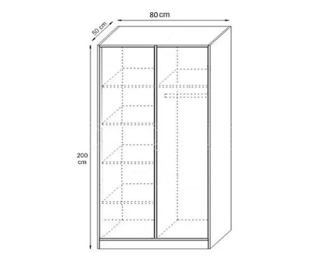 Dulap Hobbit, H200xL80xA50cm, Alb, PAL 18mm Lara Modul, 2021, PAL, 80x50x200 cm, Alb