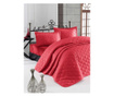 Set cearsaf de pat cu elastic si 2 fete de perna Enlora Home, Fresh Color, bumbac ranforce, rosu